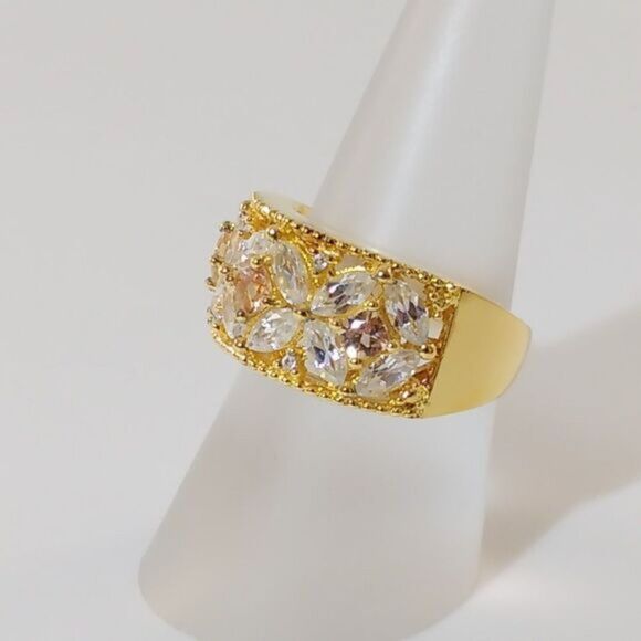 White Zircon & Yellow Topaz  14K YG over Sterling Silver Size 7 - Picture 3 of 8